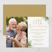 50ste trouwjubileum bloemengoud foto kaart (Voorkant / Achterkant)