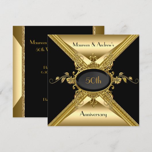 50ste trouwjubileum Elegant Goud Gouden Kaart (Voorkant / Achterkant)