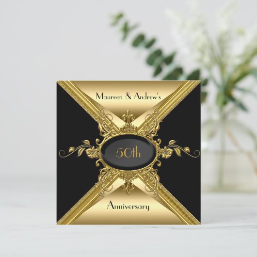 50ste trouwjubileum Elegant Goud Gouden Kaart (Staand voorkant)