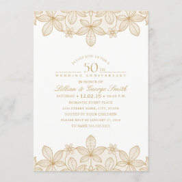 50ste trouwjubileum Elegante Gouden Kant Kaart