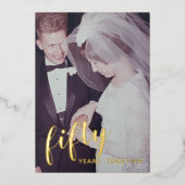 50ste trouwjubileum goud folie & foto uitnodiging (Voorkant)