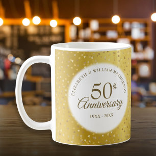 50ste trouwjubileum Goud Folie Harten Confetti Koffiemok
