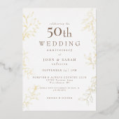 50ste trouwjubileum goud folie uitnodiging (Voorkant)