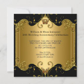 50ste trouwjubileum Goud Zwart Vlinder Kaart (Achterkant)