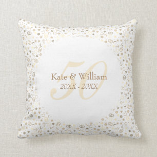 50ste trouwjubileum gouden confetti kussen
