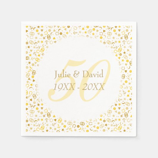 50ste trouwjubileum gouden confetti servetten (Voorkant)