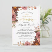 50ste trouwjubileum, gouden en bordeauxrode bloeme kaart (Staand voorkant)