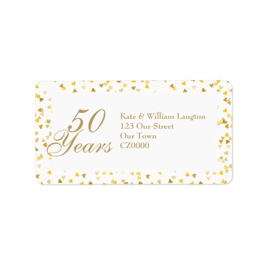 50ste trouwjubileum Gouden Hart Adres Etiket (Voorkant)