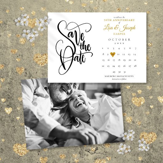 50ste trouwjubileum Gouden Hart Kalender Foto Save The Date