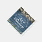 50ste trouwjubileum Gouden Harten Blauwe Rustieke Servet (Hoek)