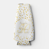 50ste trouwjubileum Gouden Harten Confetti Flesjeskoeler (Voorkant)