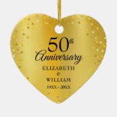 50ste trouwjubileum Gouden Hartjes Confetti Keramisch Ornament (Voorkant)