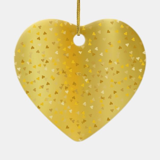 50ste trouwjubileum Gouden Hartjes Confetti Keramisch Ornament (Achterkant)