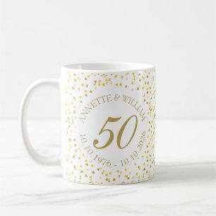 50ste trouwjubileum Gouden Hartjes Confetti Koffiemok