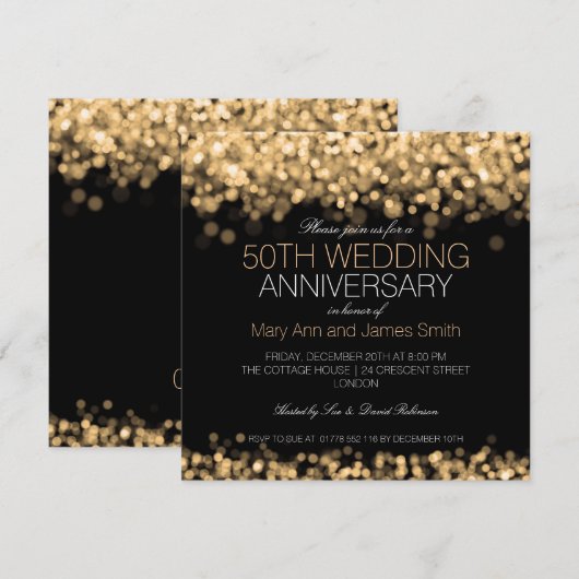 50ste trouwjubileum Gouden Lichten Kaart (Voorkant / Achterkant)