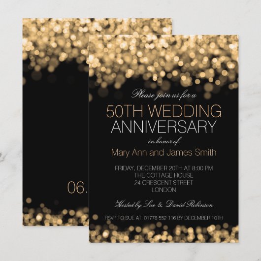 50ste trouwjubileum Gouden Lichten Kaart (Voorkant / Achterkant)