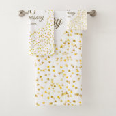 50ste trouwjubileum Gouden Liefdesharten Bad Handdoek (Insitu)