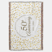 50ste trouwjubileum Gouden Liefdesharten Confetti Deken (Voorkant Verticaal)