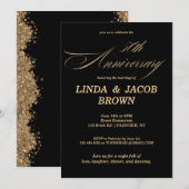 50ste trouwjubileum gouden nepgloeiende script kaart (Voorkant / Achterkant)