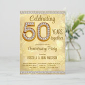 50ste trouwjubileum gouden sieraden uitnodiging  (Staand voorkant)