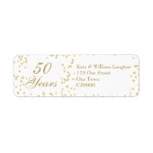 50ste trouwjubileum gouden stof confetti etiket (Voorkant)