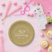 50ste trouwjubileum gouden stof confetti papieren bordje (Feest)