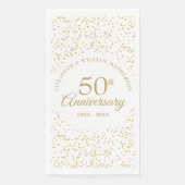 50ste trouwjubileum Gouden Stof Confetti Servet (Voorkant)
