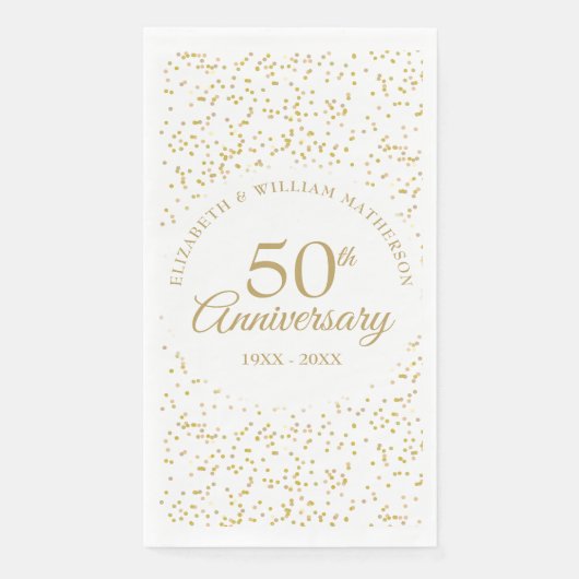 50ste trouwjubileum Gouden Stof Confetti Servet (Voorkant)