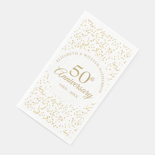 50ste trouwjubileum Gouden Stof Confetti Servet (Hoek)