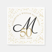 50ste trouwjubileum gouden stof monogram servet (Voorkant)
