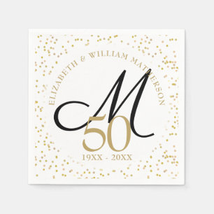 50ste trouwjubileum gouden stof monogram servet