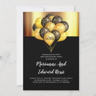 50ste trouwjubileum gouden zwarte uitnodiging