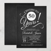 50ste trouwjubileum - krijtbord wit kaart (Voorkant / Achterkant)