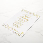 50ste trouwjubileum Liefde Harten Goud Folie Uitnodiging (Gedraaid)