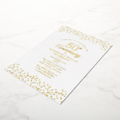 50ste trouwjubileum liefdesharten goud folie uitnodiging (Gedraaid)