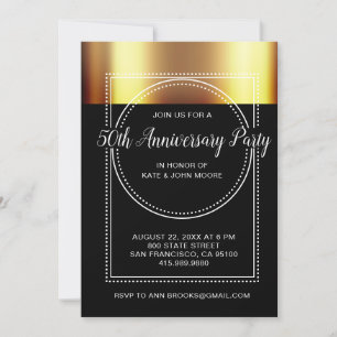 50ste trouwjubileum Metallic Goud Zwart Kaart