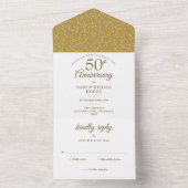 50ste Trouwjubileum Monogram All In One Uitnodiging (Binnen)