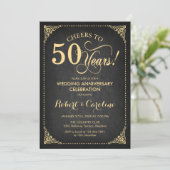 50ste trouwjubileum - schoolbord goud kaart (Staand voorkant)