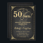 50ste trouwjubileum - schoolbord goud kaart<br><div class="desc">Gouden uitnodiging voor 50ste trouwjubileum.
Elegant vintage retro ontwerp met namaakgoud en zwart schoolbordpatroon. Bevat scriptlettertype. Proost op 50 jaar! Kan worden gepersonaliseerd naar elk jaar van het huwelijk! Stuur me een bericht als je verdere aanpassingen nodig hebt.</div>