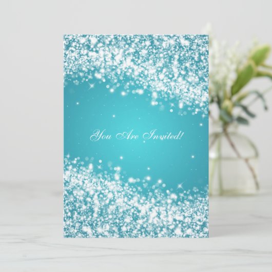 50ste trouwjubileum Sprankelende Golf Blauw Kaart (Staand voorkant)