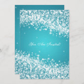 50ste trouwjubileum Sprankelende Golf Blauw Kaart (Voorkant / Achterkant)