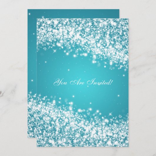 50ste trouwjubileum Sprankelende Golf Blauw Kaart (Voorkant / Achterkant)