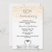 50ste trouwjubileum twee zwanen verliefd wit kaart (Voorkant)
