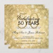 50ste trouwjubileum Winter Wonderland Goud Kaart (Voorkant / Achterkant)
