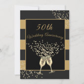 50ste trouwjubileum zwart goud chic elegant kaart (Voorkant)