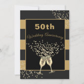 50ste trouwjubileum Zwart Goud Chic Elegant Kaart (Voorkant)