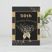 50ste trouwjubileum Zwart Goud Chic Elegant Kaart (Staand voorkant)