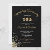 50ste trouwjubileum Zwart Goud Chic Elegant Kaart (Achterkant)