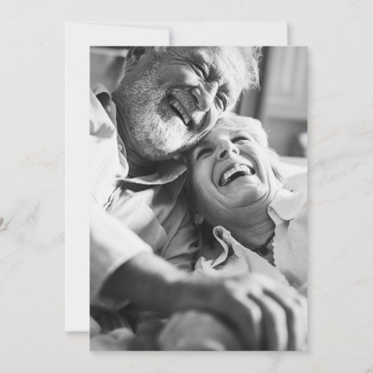 50ste trouwjubileum Zwart Gouden Hartjes Foto Kaart (Achterkant)