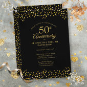 50ste trouwjubileum Zwart Gouden Liefdes Harten Kaart